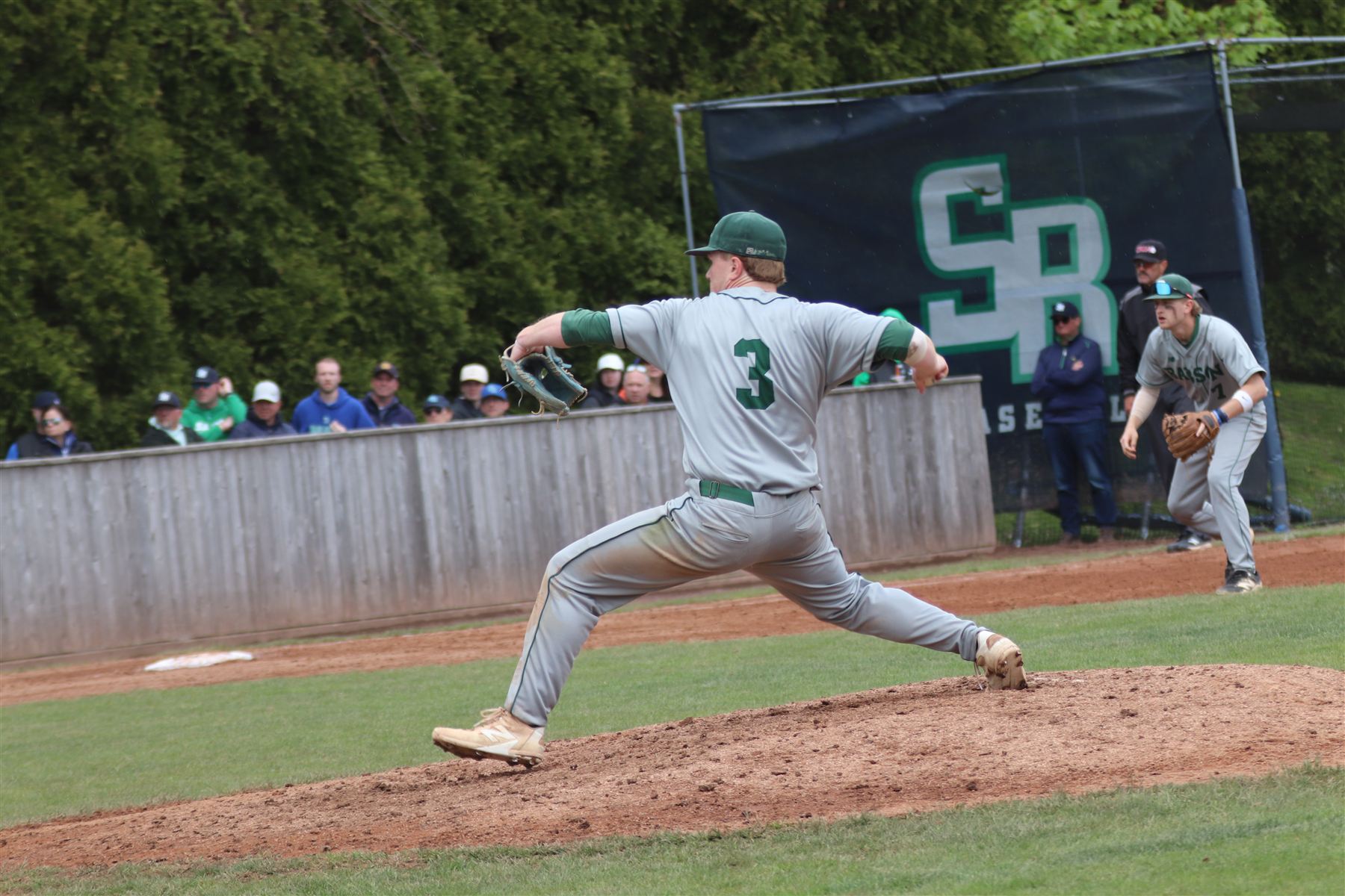 Zander Teator pitching for Babson College